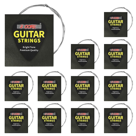 5 Core 5 Core Guitar strings 12 Pack 72 Pieces Nickel Acoustic Guitar Strings guitar & bass accessories, Light, Gauge 0.010-0.048, Nickel Wound, Shield Package, Corrosion-Free GS EL 12 SET GS EL 12 SET